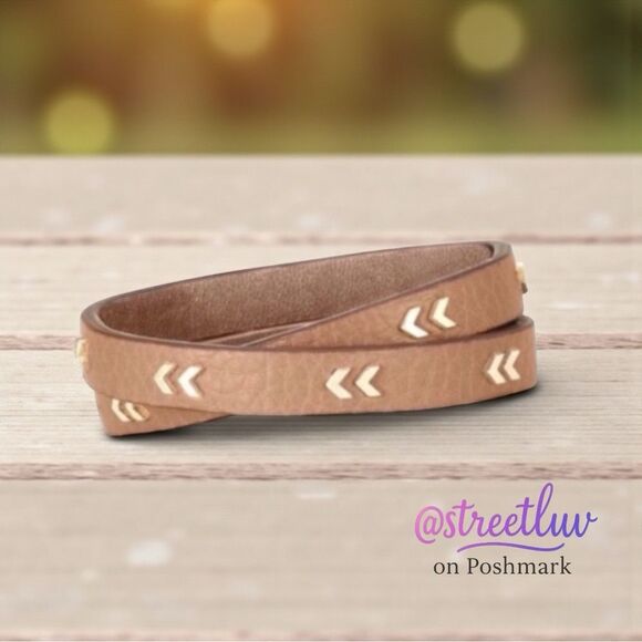 Stella & Dot Chevron Leather Wrap Bracelet - Picture 1 of 10